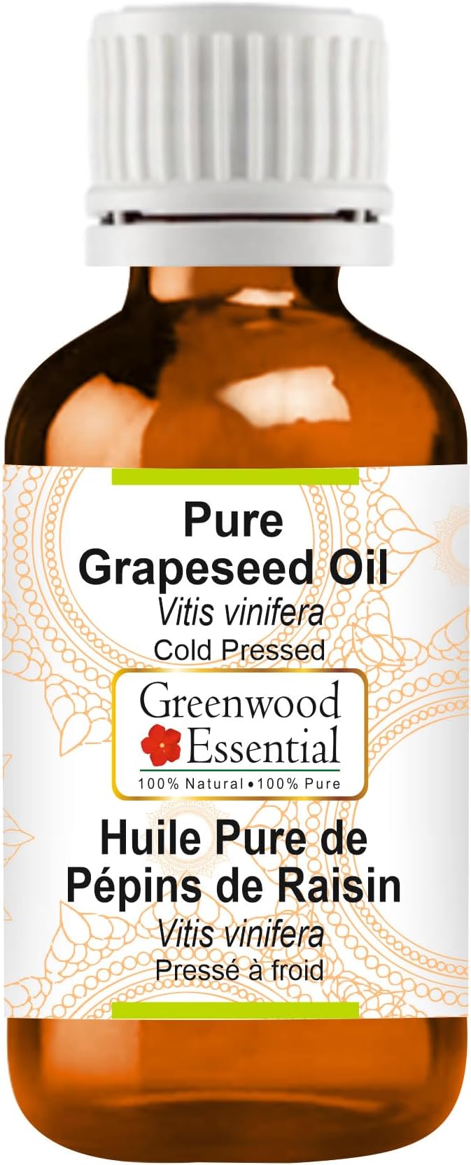 Greenwood Essential Pure Grapeseed Oil (Vitis vinifera) Cold Pressed 5ml (0.16 oz)