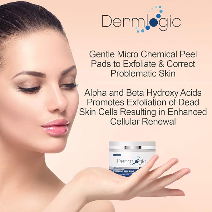 Anti Aging Resurfacing Peel Pads- Triple Action Chemical Peel Pads Combined with Glycolic, Lactic, and Salicylic Acids. Smooth’s Fine Lines, Wrinkles, Dark Spots, and Imperfections to Enhance the Skin