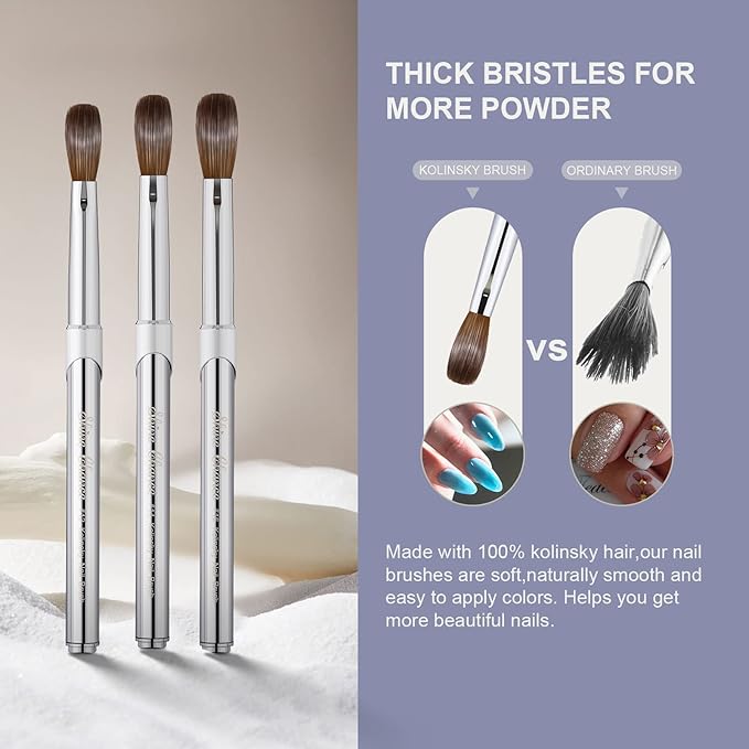 Acrylic Nail Art Brush Size 8, 100% Pure Kolinsky Hair Oval Nail Brush for Acrylic Application, Professional Nail Extension Manicure Tool Striping Nail Drawing Pen for DIY Home Salon