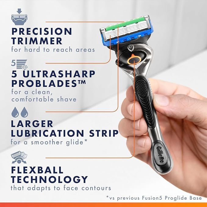 Gillette Fusion ProGlide Razor for Men, Handle + 4 Blade Refills, Holiday Gifts for Men