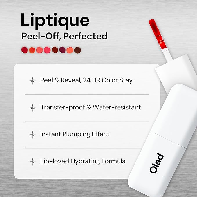 Liptique Korean Lip Stain Peel Off - 24 Hour Long Lasting Lip Tattoo, Waterproof & Transfer Proof, Nourishing & Hydrating Lip Tint for Women, Instant Plumping Lip Tints Peel Off (004 ROSITE)