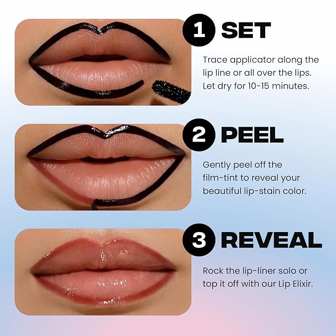 Sacheu Lip Liner STAY-N Peel Off Lip Stain — Long Lasting Matte Lip Tattoo Transfer Proof Lipstain Infused with Hyaluronic Acid & Vitamin E for All Skin Types — Vegan & Cruelty-Free, PLUMped