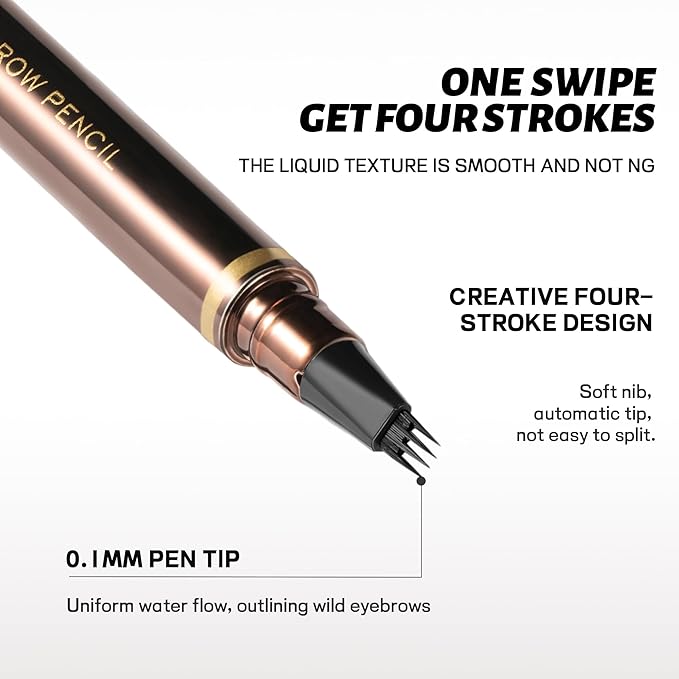 2 Pack Eyebrow Pen, Waterproof Microblading Eyebrow Pencil, 4 Tip Precise Eye Brow Makeup Pen for Women to Effortlessly Create Hair Like Natural Brows, Non Dry Out and Last All Day (Medium Brown)