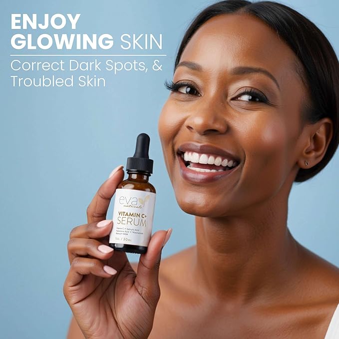 Eva Naturals Vitamin C Serum for Face – Anti Aging Dark Spot Remover with Retinol, Hyaluronic Acid, Niacinamide & Salicylic Acid – Face Serum for Women for Clear, Smooth, Radiant Skin