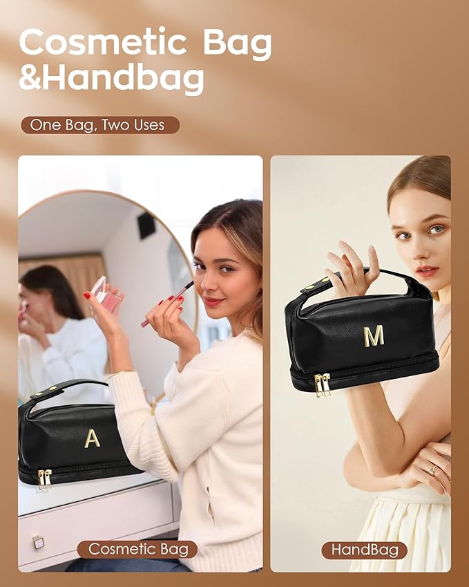 Unique Gifts for Teenage Girls-Cosmetic Bag with Handle, Bridal Gifts for Bride Makeup Bag, Makeup Bags, Travel Toiletry Bag with Makeup Brush Organizer Teen Girl gifts Trendy Stuff