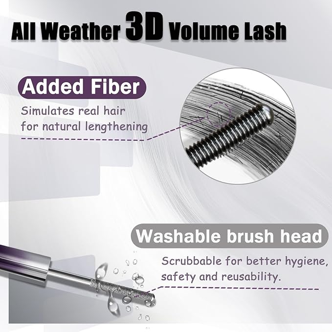 2 PCS Iron Wand Mascara, Metal Wand Mascara, 3D Curling Metal MascaraWand, Clump-Free, Waterproof & Smudge-Proof Formula For Naturally Long, Thick Lashes