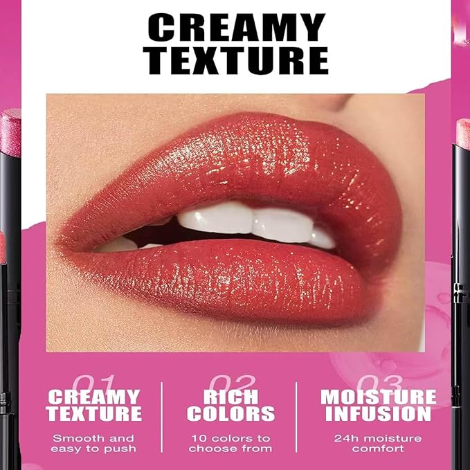 Purple Lipstick For Women Matte Nude Glitter Highly Pigmented Moisturizing Lip stick Hypoallergenic Waterproof Long Lasting Lipsticks Quick Makeup Lightweight Portable # 03