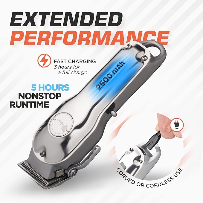 Fagaci Professional Hair Clippers and Trimmer Set - Cordless, 440C Blades