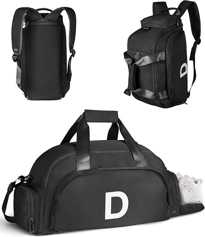 12 Year Old Boy Birthday Gifts, Initial Gym Bags with Shoe Compartment, Dance Bag for Girls, Monogram Kid Overnight Bags, Carry on Travel Duffel-Perfect for Soccer Sport (Letter D)