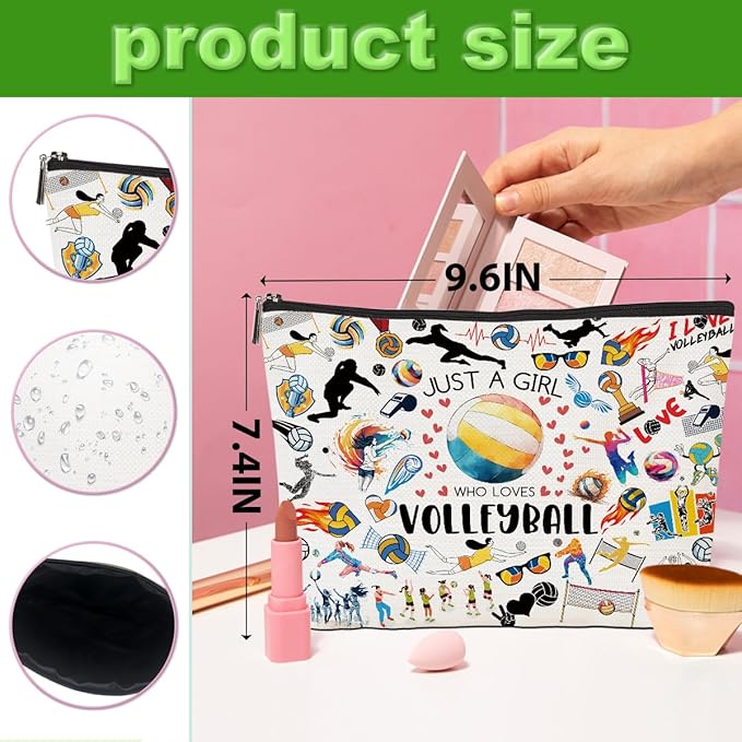 2pcs Volleyball Cosmetic Bag for Women, Volleyball Makeup Bag Pouch Accessories for Players Teams Stuff, Sport Party, Birthday Graduation Gifts for Her Women Friends