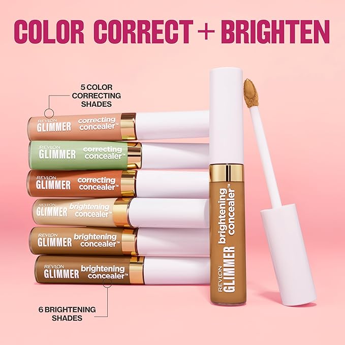 Revlon Glimmer Brightening Concealer, Liquid Under Eye Makeup, Made with Caffeine, Vitamin C, & Stevioside, 175, 0.3 fl oz