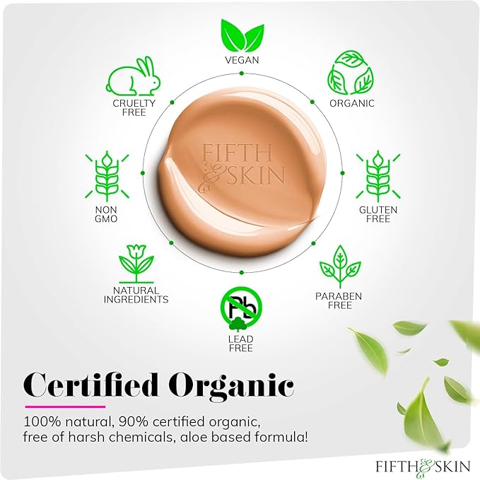 Fifth & Skin: Better’n Ur Skin Liquid Foundation (ROSE BEIGE) - Natural, Organic, Vegan, Cruelty-Free - Gluten-Free Beauty with Buildable Coverage and Palm-Free Luxury - 1 oz