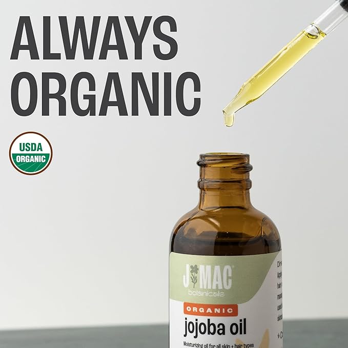 J MAC BOTANICALS Organic Unfiltered Jojoba Oil - Glass bottle - 4 oz DROPPER