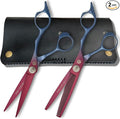 6 Inch Hair Shears Set - Rainbow Color Hair Cutting Scissors and Texturizing Shears - 440C Stainless Steel With Titanium Coating - Convex Blades for Wet or Dry Hair