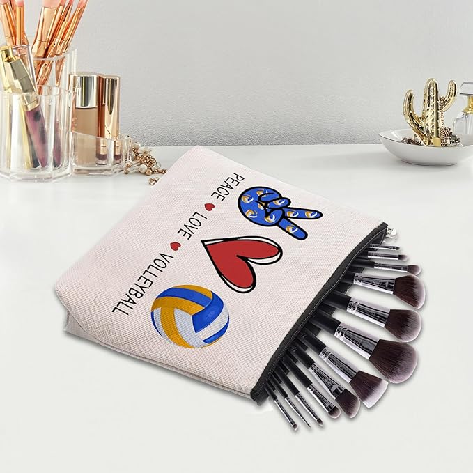 Volleyball Gifts for Women: Inspirational Makeup Cosmetic Bag, Travel Pouch