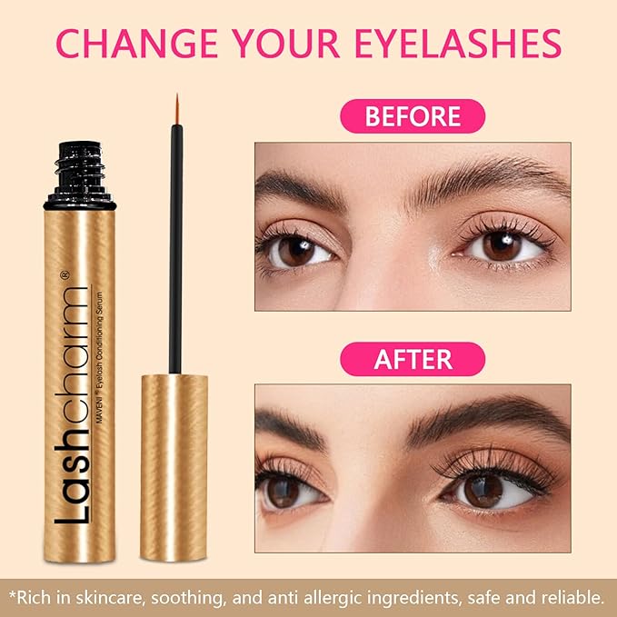 Lash Enhancing Serum, Women's Advanced Cosmetics, Eyelash Growth Serum, Promote Longer, Fuller, and Denser Eyelashes, Fast and Effective (Frosted Gold, 0.17 Fl Oz (Pack of 1))