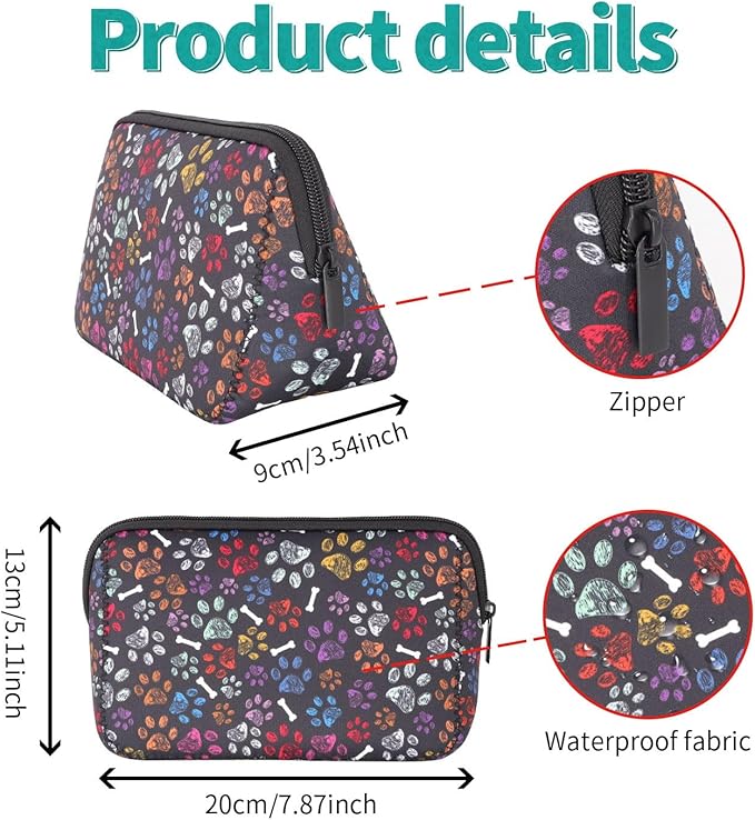 Cosmetic Bag Waterproof Neoprene Zipper Pouch Travel Portable Toiletry Makeup Bags Organizer Case for Women and Girls