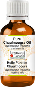 Greenwood Essential Pure Chaulmoogra Oil (Hydnocarpus wightiana) 100% Natural Therapeutic Grade Cold Pressed for Personal Care 30ml (1.01 oz)