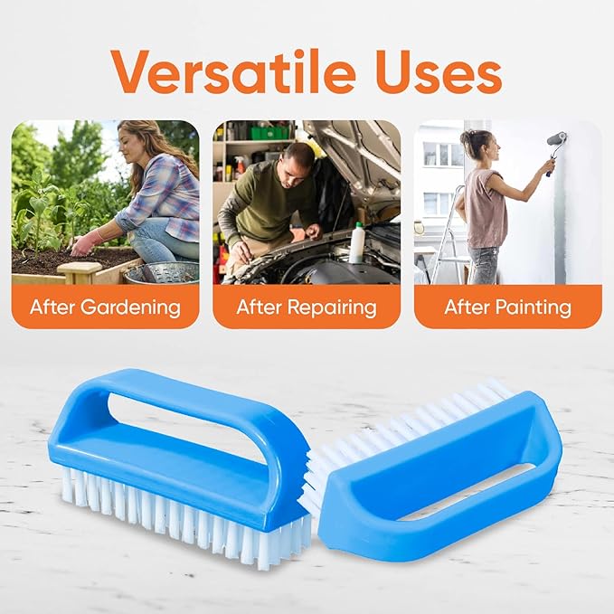 Superio Nail Scrubber Brush Nail Brush for Cleaning Fingernails Hand, and Toes, Small Scrub Brush Hand Scrubber Fingernail Brush Cleaner with Handle- Stiff Bristles, (3 Pack)