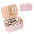 OCHEAL Makeup Bag for Women, Monogram Cosmetic Bag with Brush Holder, Pink Travel Makeup Case Beauty Toiletry Bag Organizer Personalized Gifts for Girls Bridesmaid, Sister, Wife, Friends Initial U