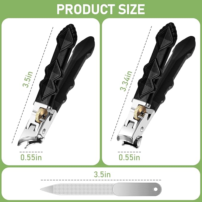 Toenail Clippers for Thick Toenails, Wide Jaw Opening Nail Clippers for Men, Heavy Duty Ingrown Toenail Clippers Nail Cutters, Ultra Sharp Slanted Nail Clippers with Long Handle