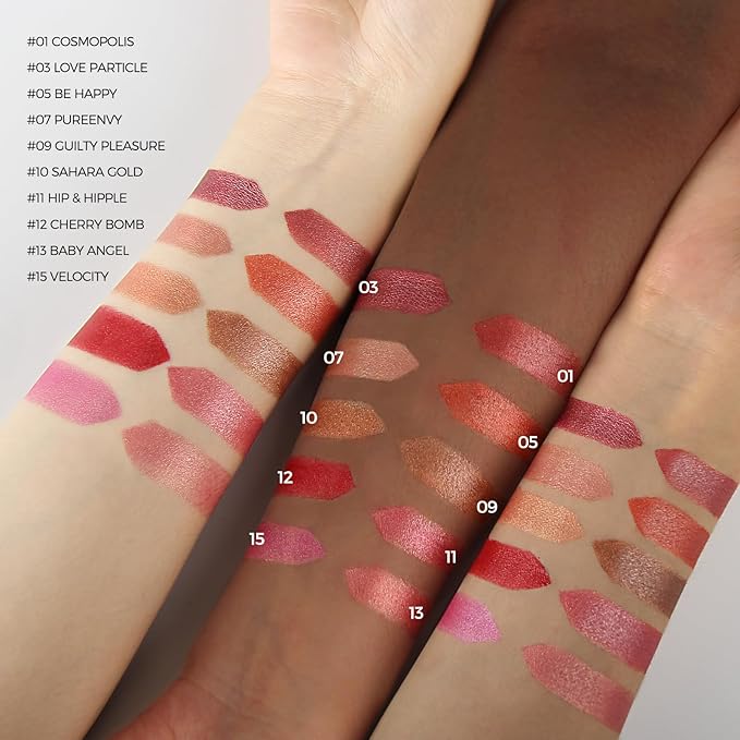 Anglicolor Glitter Red Lipstick,High Impact Lipcolor,Lightweight Hydrating Formula Smooth and Non-Sticky,Metallic Peach Lipstick For Women,Full-Coverage Lip Color (12 CHERRY BOMB, 4g)