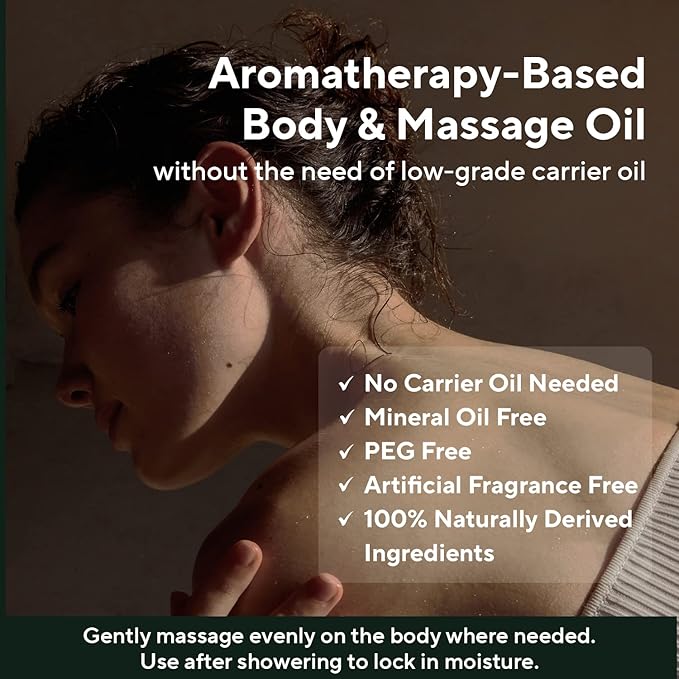 AROMATICA Awakening Body Oil Peppermint & Eucalyptus Aromatherapy Oils, Scented Body Oil, After Shower Natural Oil for Women, Non-Greasy Body Serum, Body Moisturizer for Dry Skin 3.38 fl. oz