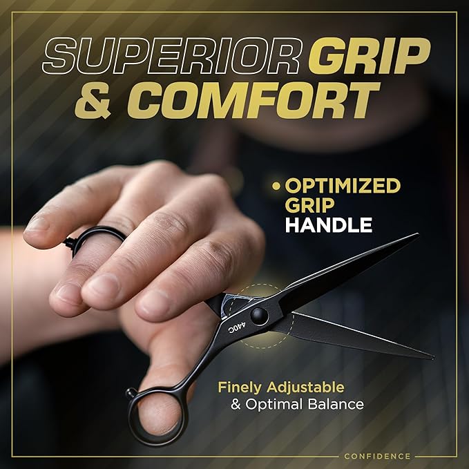 Fagaci Hair Scissors Professional 6” 440C Steel for Superior Precision, Extremely Sharp Blades Hair Cutting Scissors for Women & Men, Durable Sharpness Hair Shears for Hair Cutting, Barber Scissors