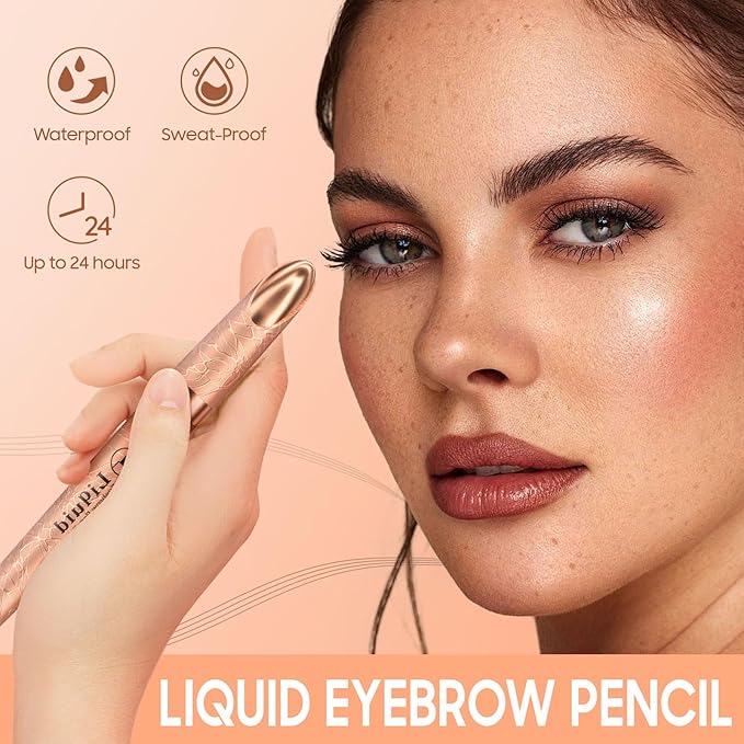 Eyebrow Pen - Upgraded 3D Liquid Eye Brow Microblading Pencil With Micro 4 Point Lift & Brow Pen Snatch, Long-Lasting Waterproof (Black)
