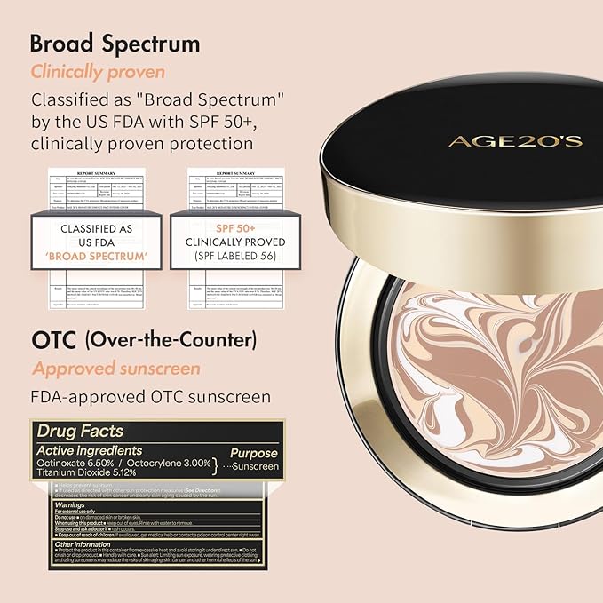 AGE20'S Signature Essence Pact SPF 50+ | Pack of 2 | 25N SAND | Cream Foundation, Dewy Finish, Natural Coverage | Korean Cushion Foundation