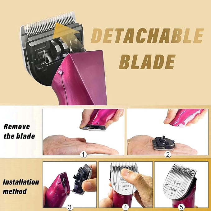 Detachable Adjustable Pet Dog Grooming Clipper 5-in-1 Blade Compatible with WAHL Professional Animal Blade Arco, Bravura, Chromado, Creativa, Figura, and Motion Pet, Dog, and Horse Clippers(5F)(2PACK)