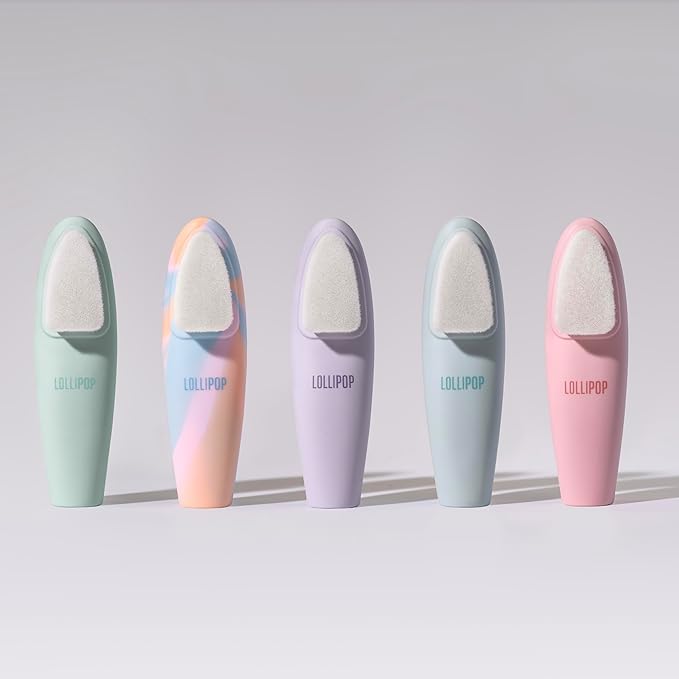 LOLLIPOP Dual-Sided Facial Cleansing Brush | Handle Size Silicone Face Exfoliator and Soft Fiber Cleanser | Manual Face Scrubber for Pores, Makeup Removal, Blackhead and Skincare Routine, Minty