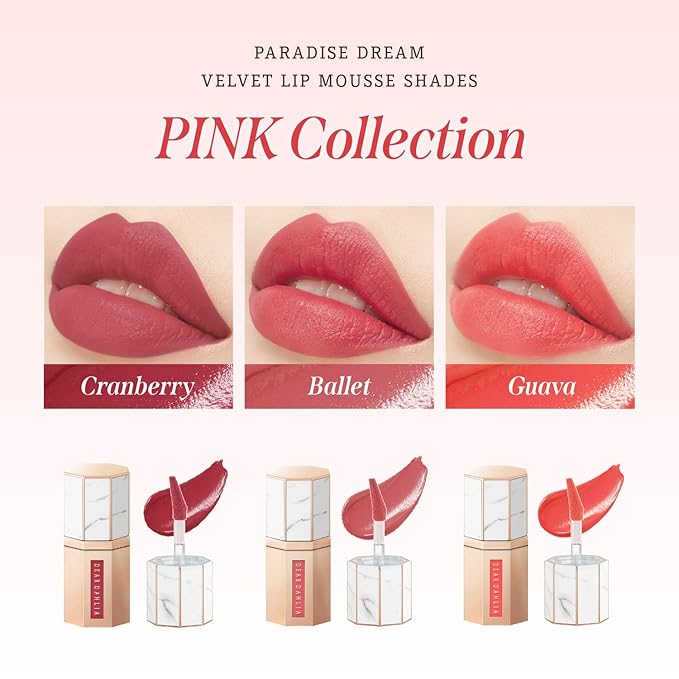 DEARDAHLIA Paradise Dream Velvet Lip Mousse (October) - Vegan Soft-Matte Lip Tint with Lightweight, Buildable, Long-Lasting Color, Whipped Mousse Texture. Cruelty-Free. 0.21 Fl oz