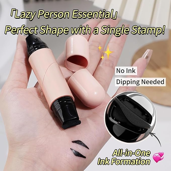 Foldable Eyeliner Stamp,Winged Eyeliner Stamp,Gel Eye liner Pencil Set for Perfect Wings,Smudge Proof & Waterpoof Eye Liner,Easy Eye Stencil Makeup Tool (2PCS-Brown+Black)