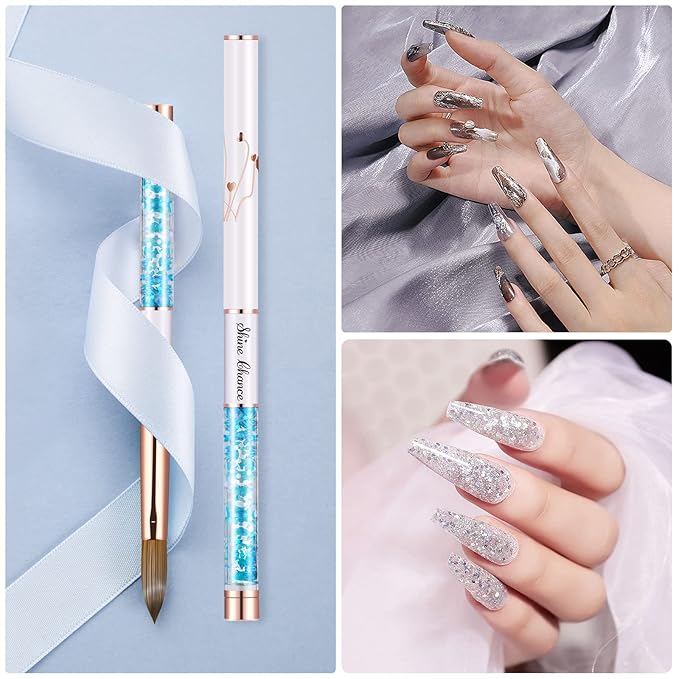 Acrylic Nail Brush Size 12, 100% Real Kolinsky Art Nail Brush for Acrylic Powder Application, Handmade Women Manicure Nail Extension Tool for Professional DIY Home Salon and Beginners