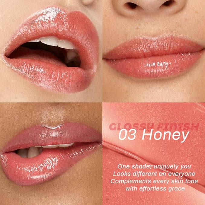 evpct Nude Honey Lipstick Tinted Lip Balm, Coral Sheer Hydrating Shine Tinted Lipstick for Women, Moisturizing Lip Color, Nourishing Tinted Lip Balm Plumper Gloss Stain, Glossy Shiny Finish, 03 Honey