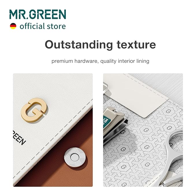MR.GREEN Colorful Manicure Set Practical Pedicure Kits Nail Clippers Personal Care Tools Facial Hair Scissors with Fashion Case (Mr-6685 Brown)