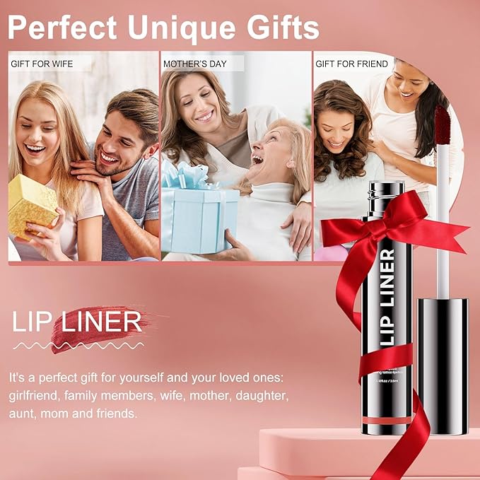 OETUIOW Lip Stain Long Lasting & Waterproof Lip Liner, Non-Stick Cup Highly Pigmented Natural Finish, Lip Gloss for All-Day Color Hold (Mauve)
