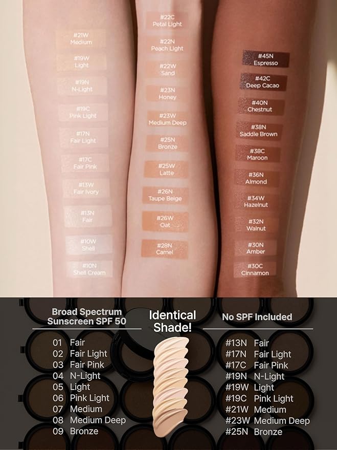 JUNG SAEM MOOL Essential Skin Nuder Cushion 25W Latte 0.49 Fl Oz, No Refill, Natural Radiant Finish Cushion Foundation with Buildable Coverage, Lightweight Texture, Korean Foundation Makeup