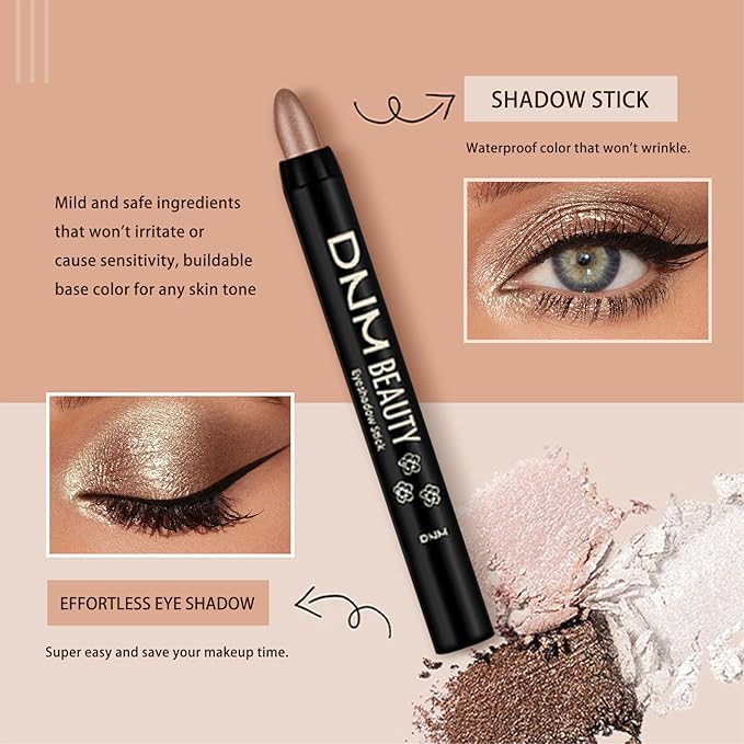 Colorful Shimmery Eye Shadow Stick Glittering Eye Shadow Stick Set with Retractable and Waterproof Eyeshadow Pencil for Long-Lasting Makeup Eyeshadow (Type B 8 Pcs)