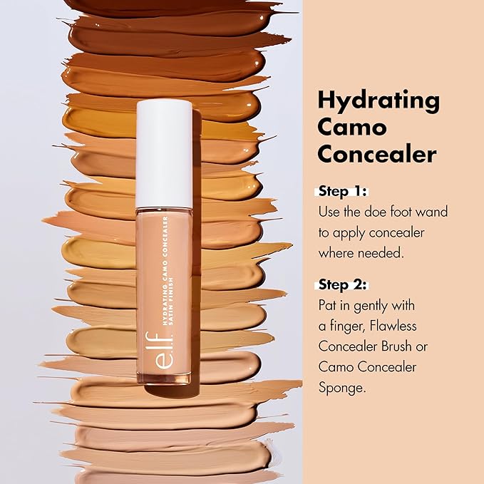 e.l.f. Hydrating Camo Concealer, Covers Blemishes & Under-Eye Circles, Full-Coverage & Delivers A Satin Finish, Vegan & Cruelty-Free, Tan Neutral