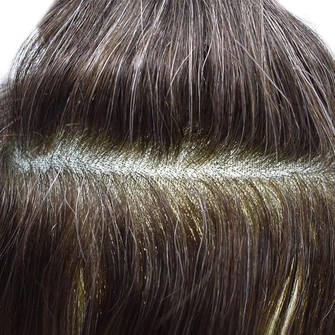 FACE MIRACLE Mens Toupee Lace Front Hairpieces Soft Human Hair Replacement System Natural Hairline Toupee for Men French Lace Poly V-Looped Mens hair Units 6"X9" 5#MEDIUM LIGHT BROWN