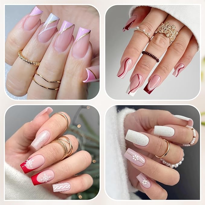 UNA GELLA Medium Square Gel Nail Tips Half Matte 312pcs Medium Square Gel Nails Full Cover False Acrylic Nails Tips for Press On Nails DIY Art Salon Nail Extensions, 12 Sizes