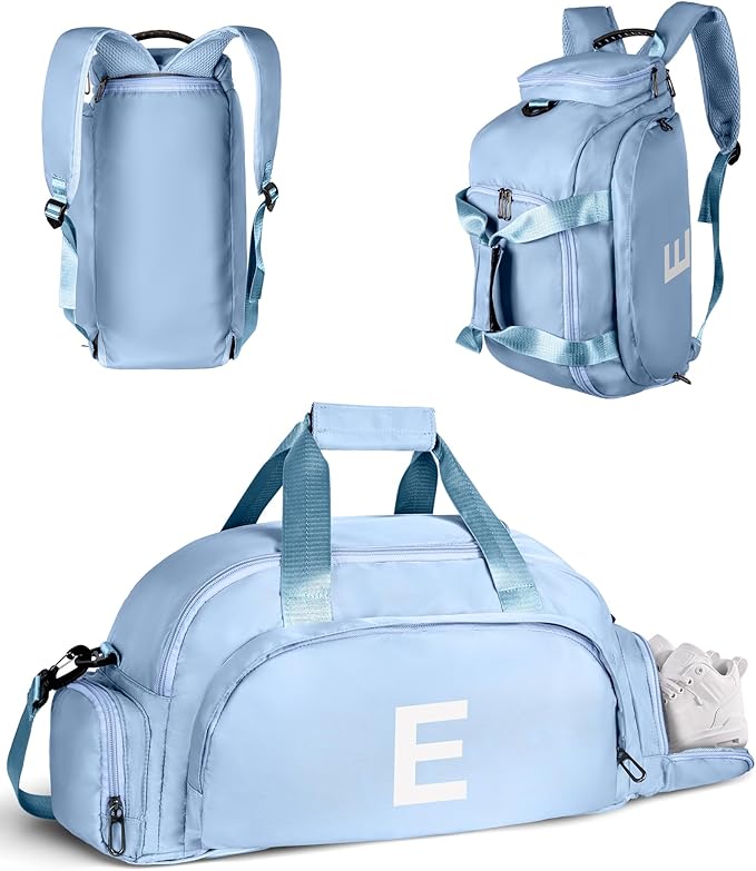 Tween Girls Trendy Stuff, Initial Gym Bags with Shoe Compartment, Dance Bag for Girls, Monogram Kid Overnight Bags, Ballet Sport Gymnastics Cheer Travel Duffle Tote (Letter E)