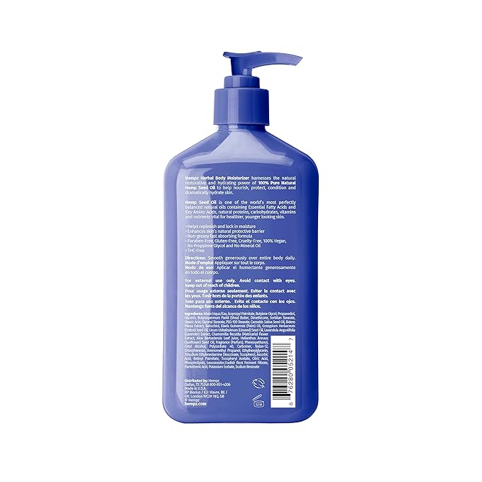 Hempz Body Lotion - Lavender & Chamomile Herbal Limited Edition Daily Moisturizing Cream, Shea Butter, Aloe, Lavender Extract Body Moisturizer - Skin Care Products, Hemp Seed Oil - 17 Fl Oz…