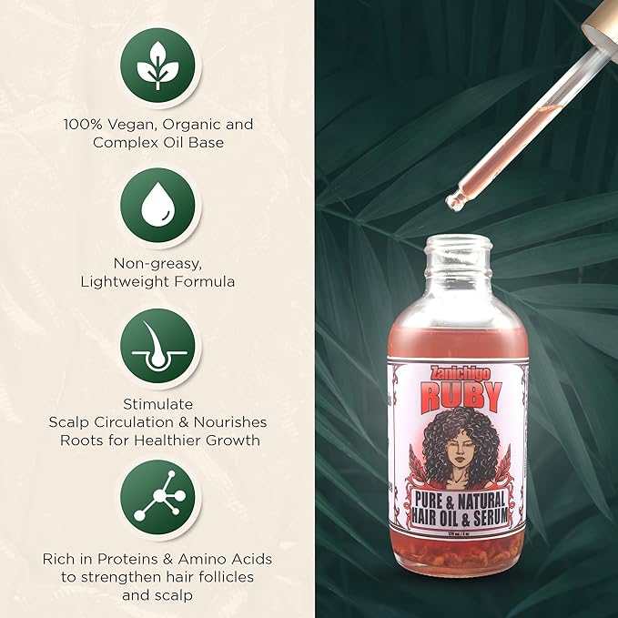 Ruby Hair Oil – Fenugreek Strengthening Serum for Dry, Damaged, Frizzy & Coarse Hair | Anti-Hair Fall | Anti-Hair Loss Hair Growth Oil Treatment | All-Natural | 4 Ounce