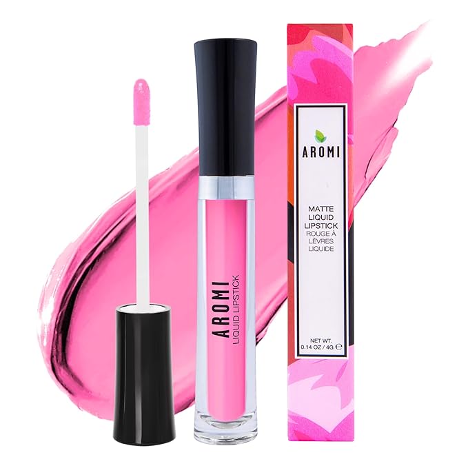 Aromi Matte Liquid Lipstick | Long-lasting, Light Pink Lip Color For Women, Warm Undertones, Baby Pink Shade, Vegan, Long Wear (Cherry Blossom)