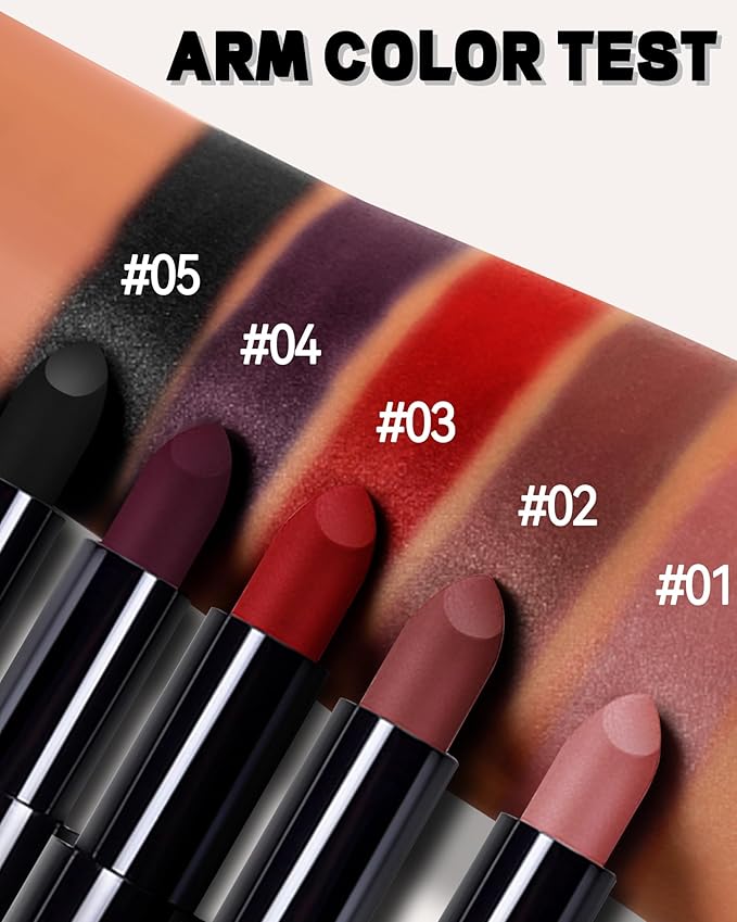 Red Lipstick Long Lasting for Women, Hydrating Matte Velvet Lip Gloss Nude Liquid Lipstick Nude Intense Lip Color Non Stick Smudge-Proof & Waterproof Lipgloss Bold Glow Goth Lip Stick Makeup-03