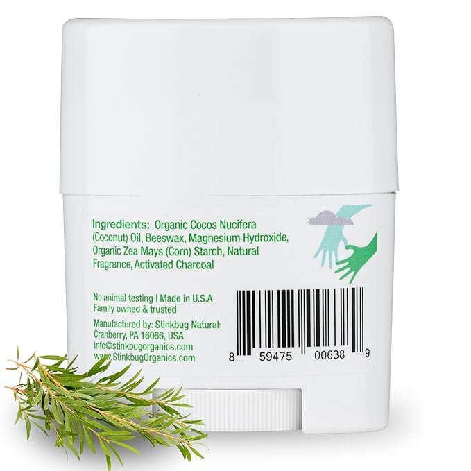 Stinkbug Naturals Organic Aluminum Free Travel Size Deodorant Stick with Tea Tree, Coconut Oil, Paraben Free, Sensitive Skin Deodorant, 0.75 Ounce Pack of 6