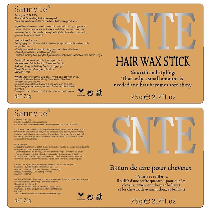 Slick Back Hair Brush (Purple), Hair Wax Stick Set, Taming Flyaways for Sleek Ponytail & Bun Styling, Hair Accessories for Teen Girls, Kids, and Women